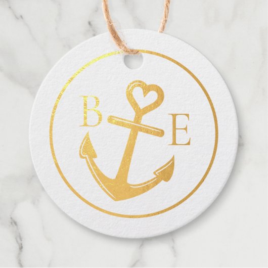 Nautical Wedding Anchor Heart Bedankjes Labels (Voorkant)
