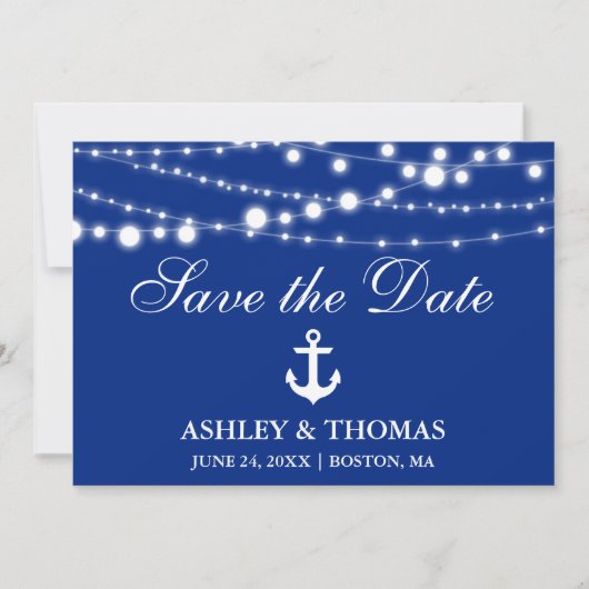 Nautical Wedding Anchor Lichten Save the Date (Voorkant)