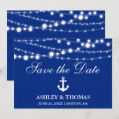 Nautical Wedding Anchor Lichten Save the Date (Voorkant / Achterkant)