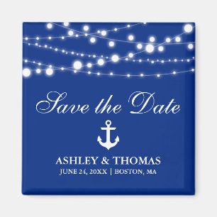 Nautical Wedding Anchor Lichten Save the Date S Magneet