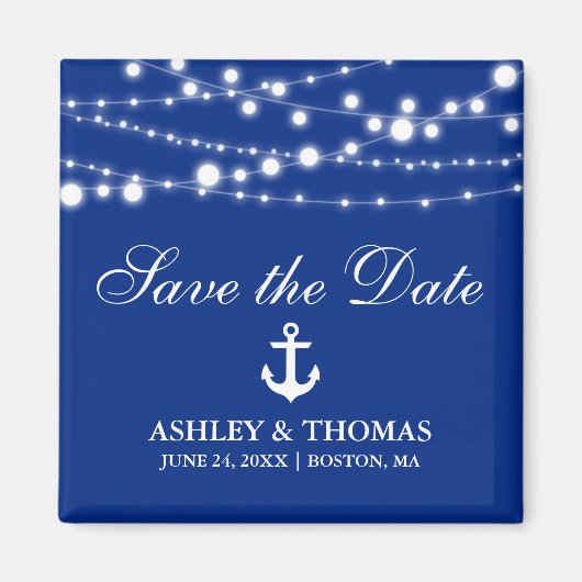 Nautical Wedding Anchor Lichten Save the Date S Magneet (Voorkant)