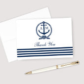 Nautical Wedding Anchor Monogram White Bedankkaart