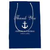 Nautical Wedding Anchor Navy Blue Medium Cadeauzakje (Voorkant)