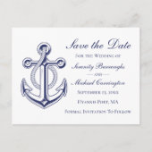 Nautical Wedding Anker Navy Blue Opslaan van de da Briefkaart (Voorkant)