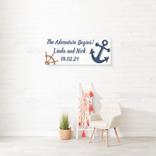 Nautical Wedding Banner Het avontuur begint (Insitu)