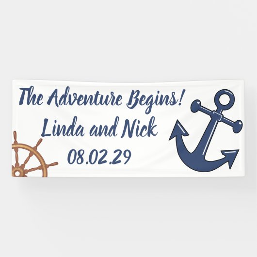 Nautical Wedding Banner Het avontuur begint (Horizontaal)