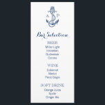 Nautical Wedding Bar Menu met anker en initialen<br><div class="desc">Elegant nautical bar menu sjabloon. Pas het aan met je eigen lijst. Schrap en vervang de woorden "bier, wijn, zachte drinken" als zij niet uw menu aanpassen. Zoek in onze winkel meer objecten met hetzelfde thema (d.w.z. trouwborden): http://www.zazzle.co.uk/designbyredline</div>
