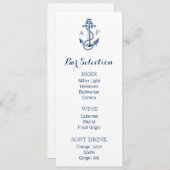 Nautical Wedding Bar Menu met anker en initialen (Voorkant / Achterkant)