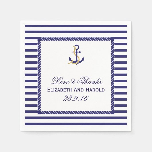 Nautical Wedding Bedankt Servetten (Voorkant)