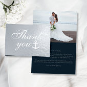 Nautical Wedding Bedankt Silver Real Folie Kaarten