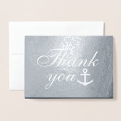 Nautical Wedding Bedankt Silver Real Folie Kaarten (Voorkant met envelop)