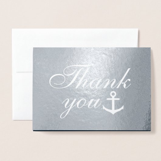 Nautical Wedding Bedankt Silver Real Folie Kaarten (Voorkant met envelop)