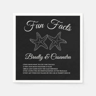 Nautical Wedding Black and White Starfish Fun Fact Servet