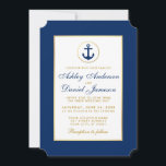 Nautical Wedding Blue Anchor Gold Invitation W Kaart<br><div class="desc">Nautical Wedding Blue Anchor Gold Invitation - Ticket Style - White Back</div>