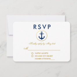 Nautical Wedding Blue Anchor Gold RSVP
