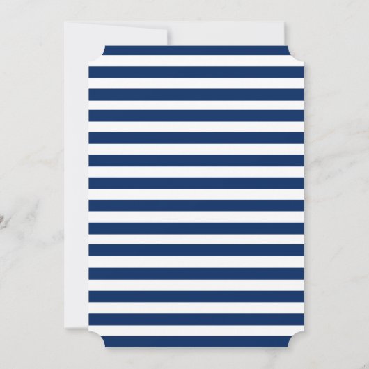 Nautical Wedding Blue Anchor Striped Uitnodiging (Achterkant)