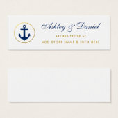 Nautical Wedding Blue Gold Registry Invoegen Kaart (Voorkant /achterkant)