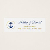 Nautical Wedding Blue Gold Registry Invoegen Kaart (Voorkant)