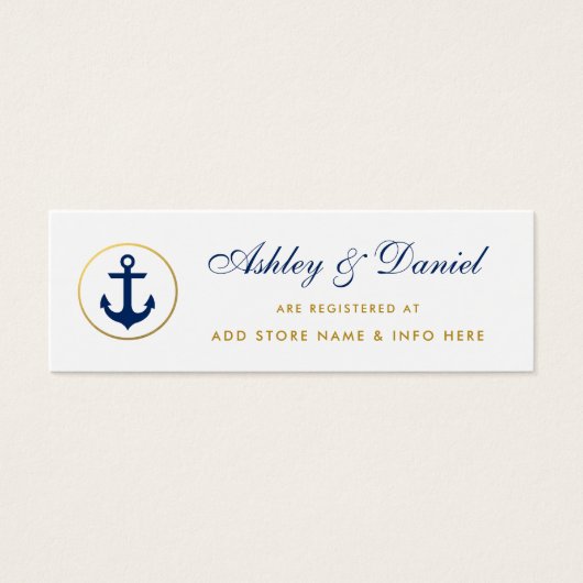 Nautical Wedding Blue Gold Registry Invoegen Kaart (Voorkant)