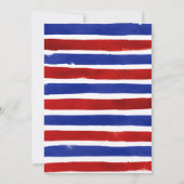 Nautical Wedding Blue Red Floral Waterverf Kaart (Achterkant)