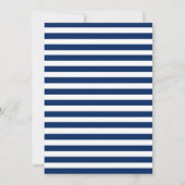 Nautical Wedding Blue Stripes Gold Invitation Kaart (Achterkant)