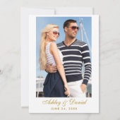 Nautical Wedding Blue Stripes nodigt G Foto terug Kaart (Achterkant)