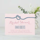 Nautical Wedding Blush & Dusty Blue Vrijgezellenfe Kaart (Staand voorkant)