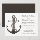 Nautical Wedding Brown Ship Anchor Beach Sailor Kaart (Voorkant / Achterkant)