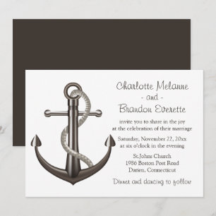 Nautical Wedding Brown Ship Anchor Beach Sailor Kaart