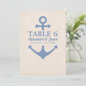 Nautical Wedding by the Zee Table Numbers Kaart (Staand voorkant)