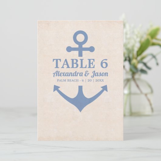 Nautical Wedding by the Zee Table Numbers Kaart (Staand voorkant)