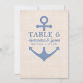Nautical Wedding by the Zee Table Numbers Kaart (Achterkant)