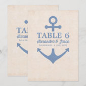 Nautical Wedding by the Zee Table Numbers Kaart (Voorkant / Achterkant)