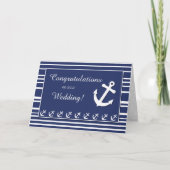 Nautical Wedding Congratulations, Stripes, Anchors Kaart (Voorkant)
