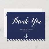 Nautical Wedding Dank je Briefkaarten met strepen (Voorkant / Achterkant)