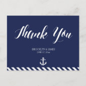 Nautical Wedding Dank je Briefkaarten met strepen (Voorkant)
