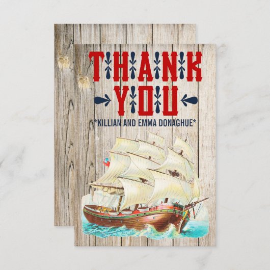 Nautical Wedding Dank je kaarten (Voorkant / Achterkant)