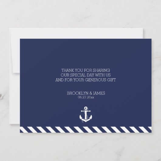 Nautical Wedding Dank je kaarten met strepen (Achterkant)