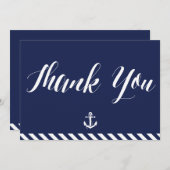 Nautical Wedding Dank je kaarten met strepen (Voorkant / Achterkant)
