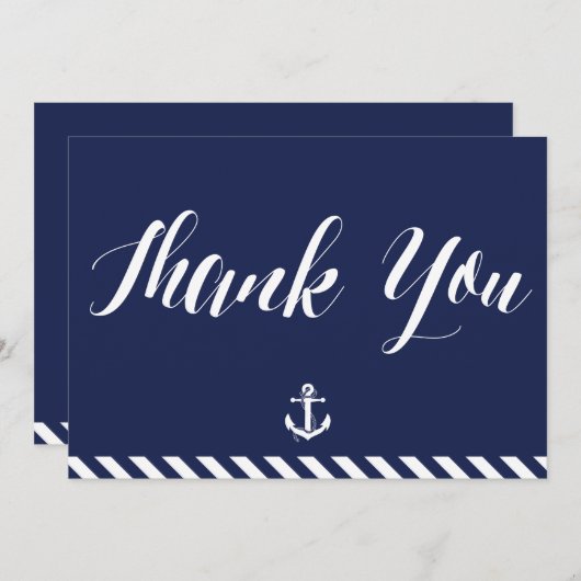Nautical Wedding Dank je kaarten met strepen (Voorkant / Achterkant)