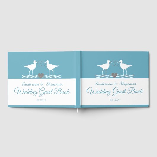 Nautical Wedding Duty Blue Sandpiper Guest Book Gastenboek (Volledig)