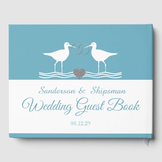 Nautical Wedding Duty Blue Sandpiper Guest Book Gastenboek (Achterkant)