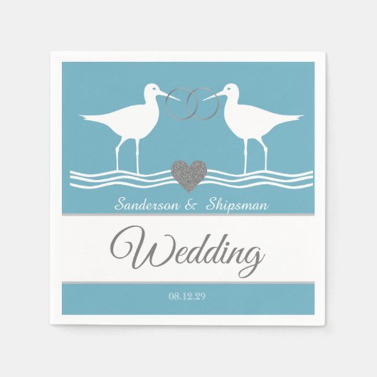 Nautical Wedding Duty Blue Sandpiper Servet (Voorkant)