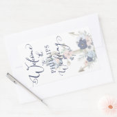 Nautical Wedding Floral Anchor Navy Blue WELCOME Rechthoekige Sticker (Envelop)