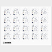 Nautical Wedding Floral Anchor Navy Blue WELCOME Vierkante Sticker (Vel)