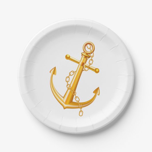 Nautical Wedding Gold Anchor Beach Summer Sailor Papieren Bordje (Voorkant)