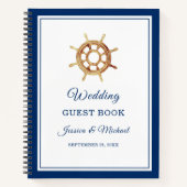 Nautical Wedding Guest Book op Navy Steering Wheel Notitieboek (Voorkant)