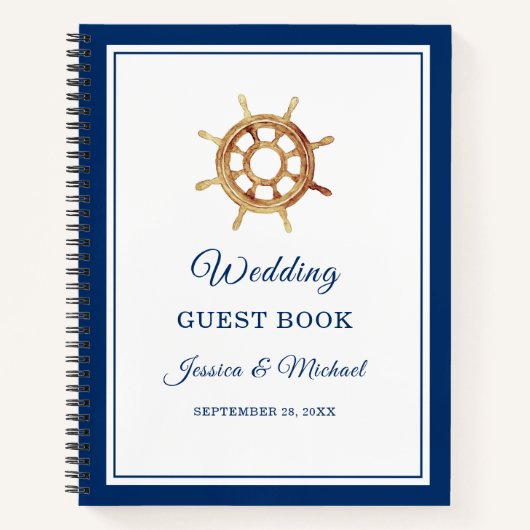 Nautical Wedding Guest Book op Navy Steering Wheel Notitieboek (Voorkant)