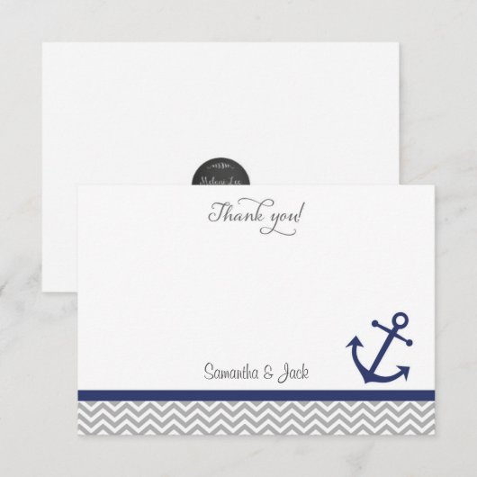 Nautical Wedding Hartelijk dank Notitiekaartje (Voorkant / Achterkant)