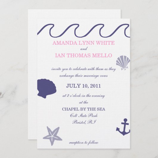 Nautical Wedding Invitation Kaart (Voorkant / Achterkant)